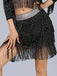 1920s Fringe Solid Elastic Waist Skirt