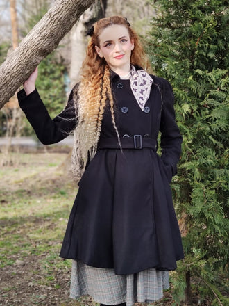 1950s Solid Color Lapel Slim Coat