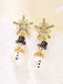 Christmas Rhinestone Snowflake Pearl Hat Snowman Stud Earrings