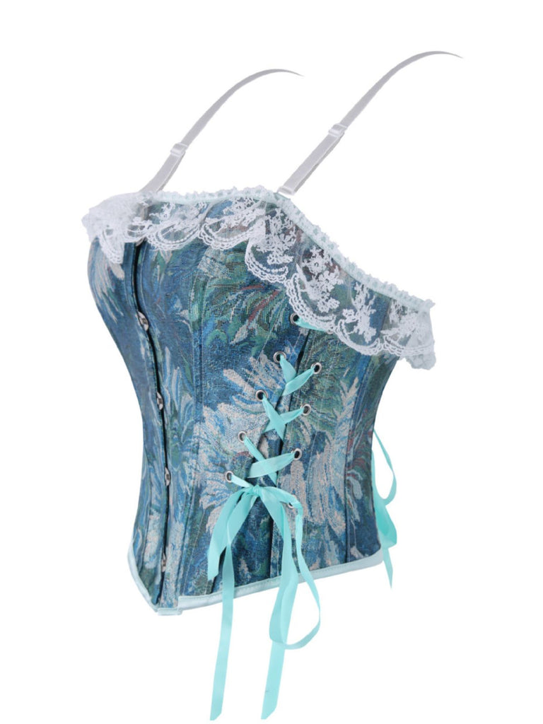 1960s Floral Lace Spaghetti Straps Corset Top