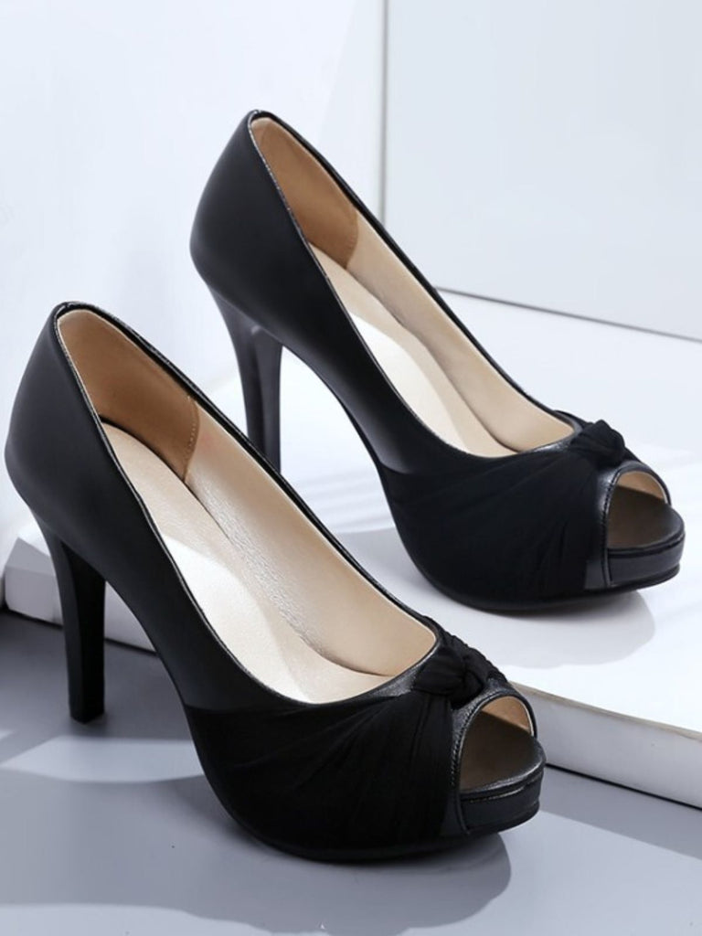 Peep Toe Knot Stiletto High Heels
