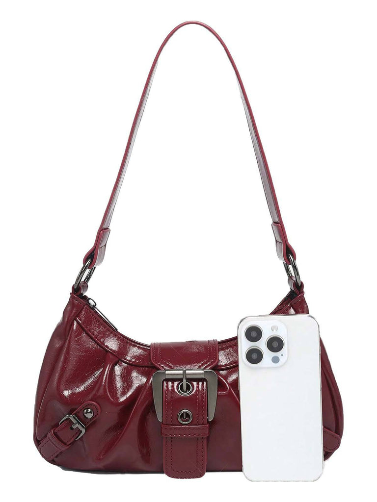 Vintage Leather Buckle Design Shoulder Bag