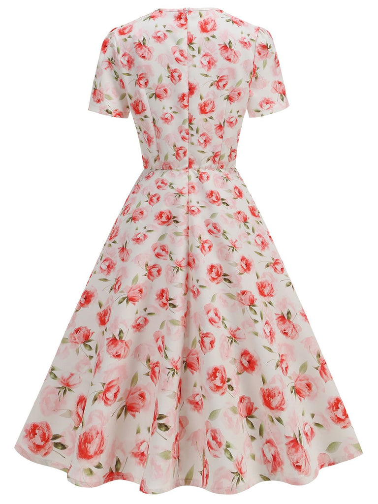 1950s Vintage Floral Swing Dress