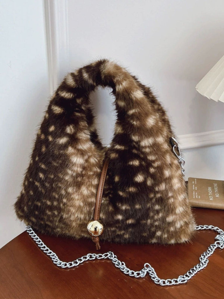 Retro Deer Style Bell Faux Fur Bag