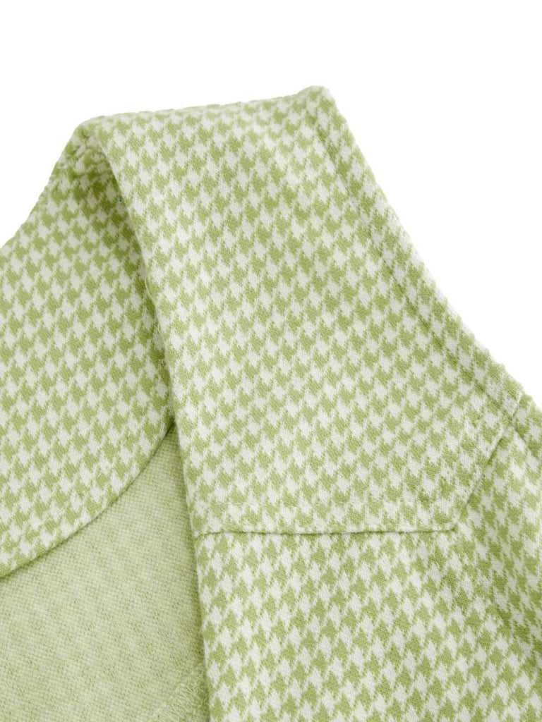 Green 1960s V-Neck Houndstooth Sleeveless Dress