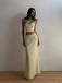 2PCS Yellow 1930s Spaghetti Straps Bow Top & Skirt