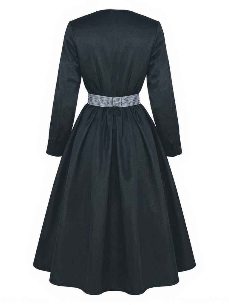 Black 1950s Sound Of Music Maria Striped Dress