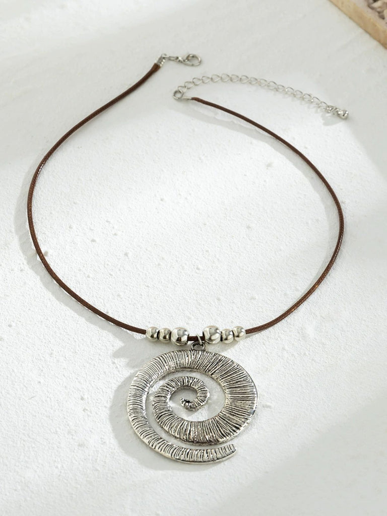 Conch Starfish Pendant Leather Cord Necklace