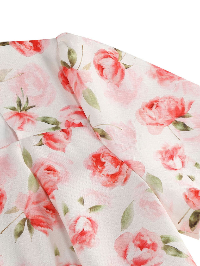 1950s Vintage Floral Swing Dress