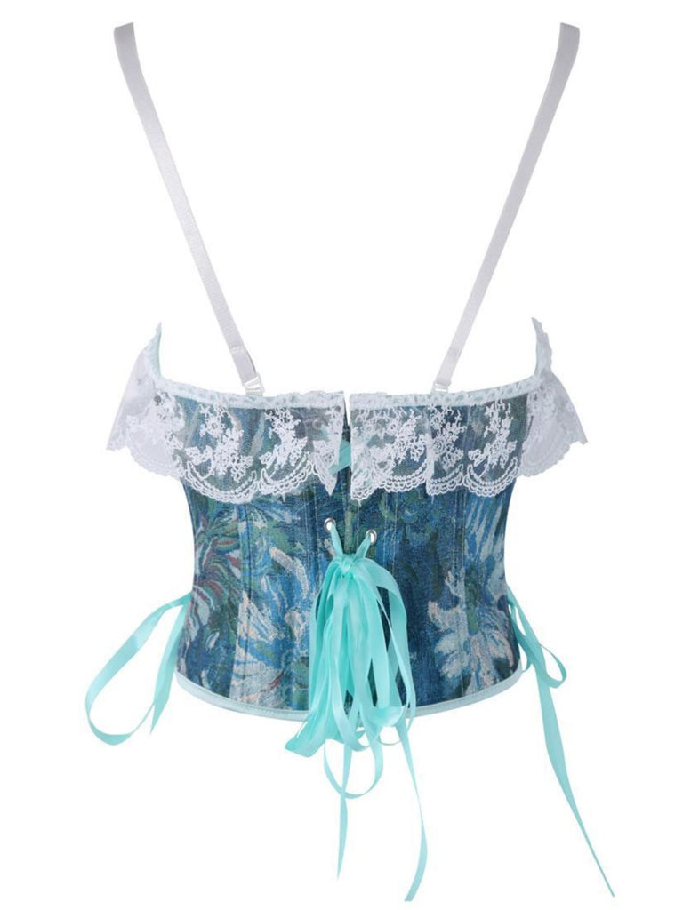 1960s Floral Lace Spaghetti Straps Corset Top