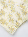 Yellow 1960s Floral Puff Sleeves V-Neck Dress