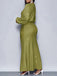 1930s Glitter Ruched Lantern Sleeve Knit Fishtail Dress