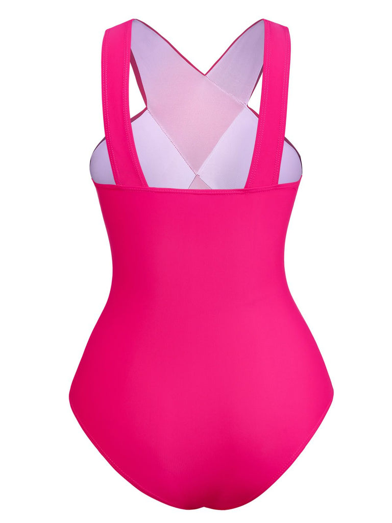 1940s Solid Knot Wrapped One-Piece Swimsuit