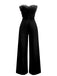 1970s Strapless Feather Solid Jumpsuit