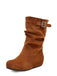 Suede Wedge Buckle Detail Boots
