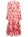 Red 1970s Ruffles Floral Cover-Up Dress