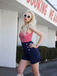 Red & Blue 1950s Chevron Stripe Strap Romper