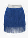 1920s Fringe Solid Elastic Waist Skirt