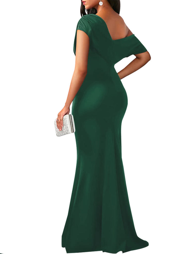 1930s Off-Shoulder Bodycon Maxi Dress