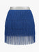 1920s Fringe Solid Elastic Waist Skirt