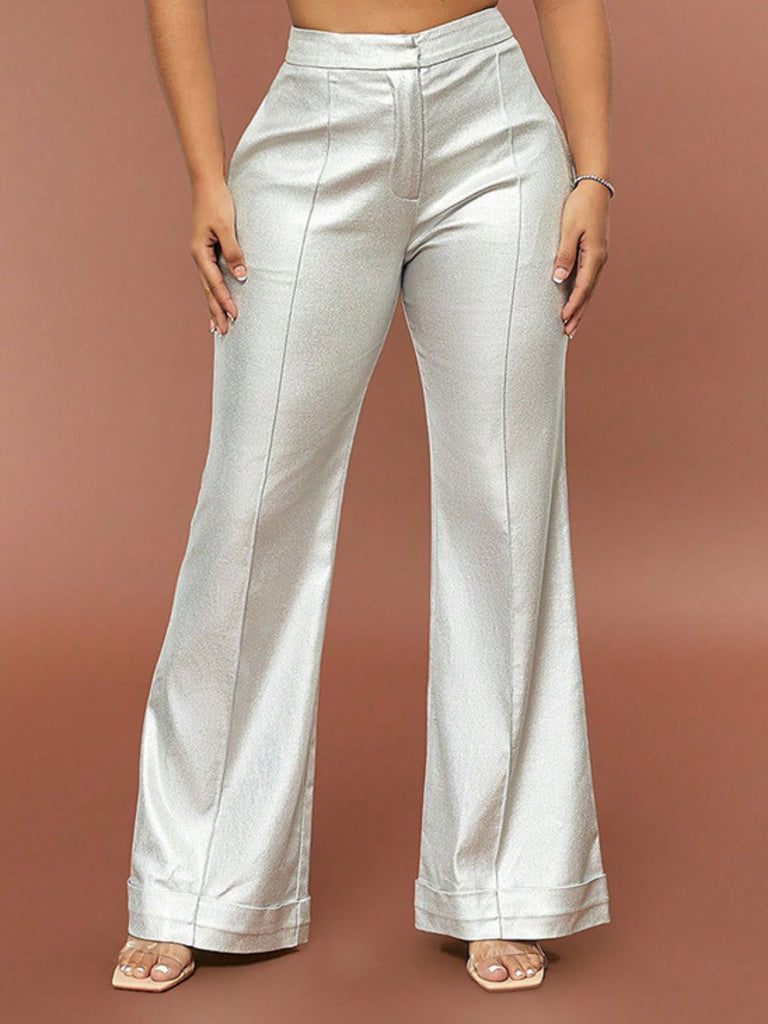 1970s Metallic High-Waist Flared Pants