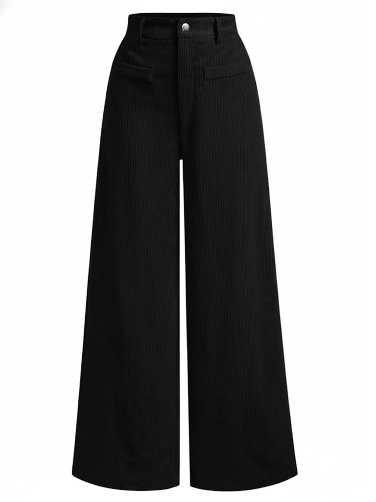 1960s Corduroy High Waist Wide-Leg Pants