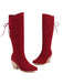 Suede Knee Lace-Up Block Heel Boots