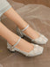 Floral Jacquard Pearl Mary Jane High Heels
