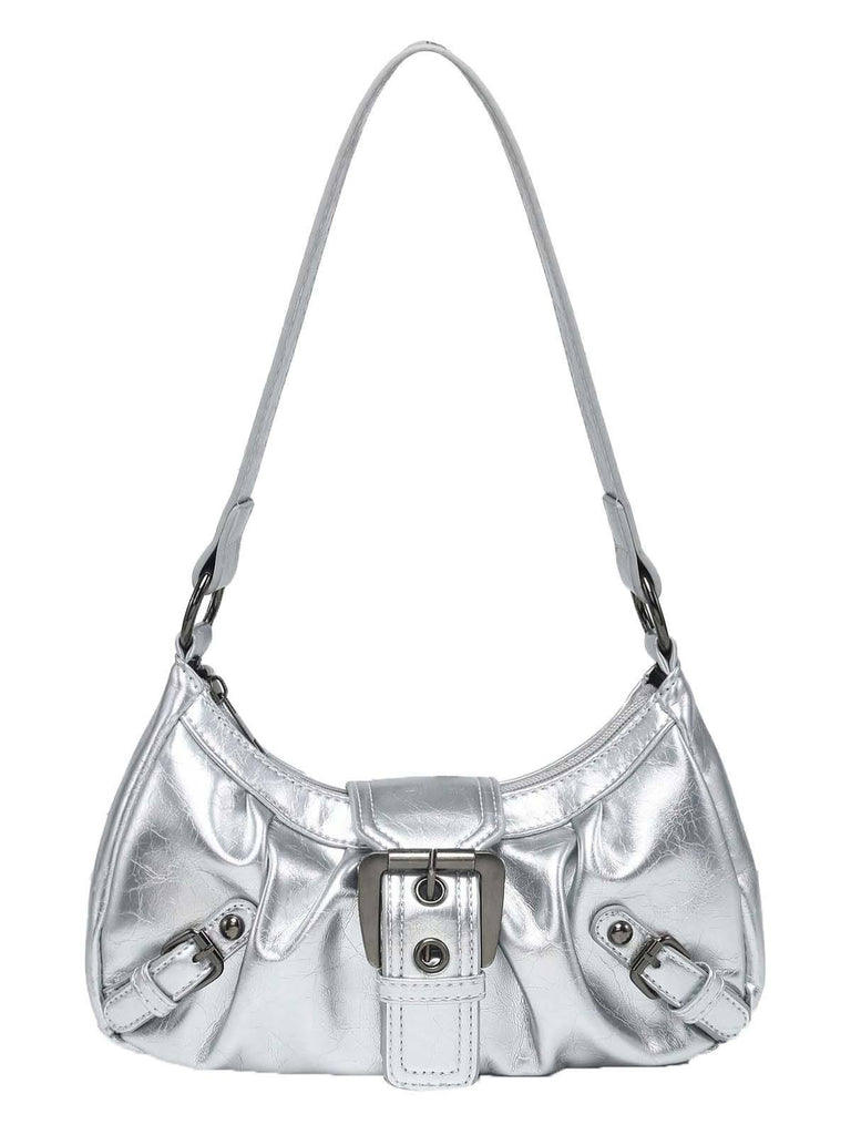 Vintage Leather Buckle Design Shoulder Bag