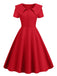 1950s Solid Lapel Swing Dress