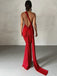 1980s Solid One-Shoulder Evening Backless Dress with Train