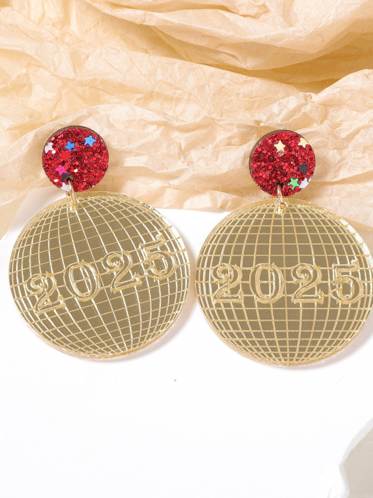 Sparkling 2025 Glitter Disco Earrings