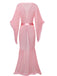 1930s Solid Feather Trim Lace-Up Mesh Robe