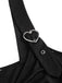 [Plus Size] Black 1970s Solid Heart Button Lace Tunic Top