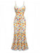 1930s Spaghetti Strap Floral Lace Backless Dress