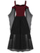[Plus Size] 1950s Suspender Contrast Color Chiffon Strap Dress