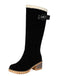 Suede buckle Faux Fur Knee-High Boots