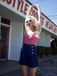 Red & Blue 1950s Chevron Stripe Strap Romper