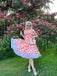 Pink 1950s Strawberry Mesh Swing Dress