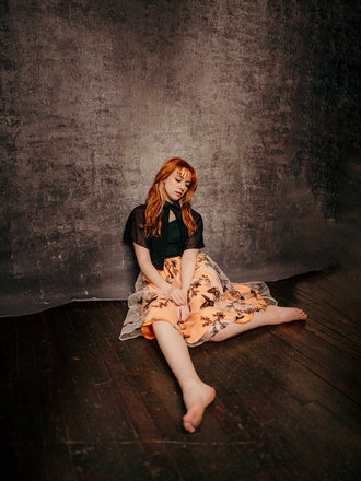 Black & Orange 1950s 3D Butterfly Cloak Dress