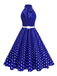 1950s Bow Tie Neck Polka Dot Belted Dress
