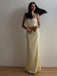 2PCS Yellow 1930s Spaghetti Straps Bow Top & Skirt
