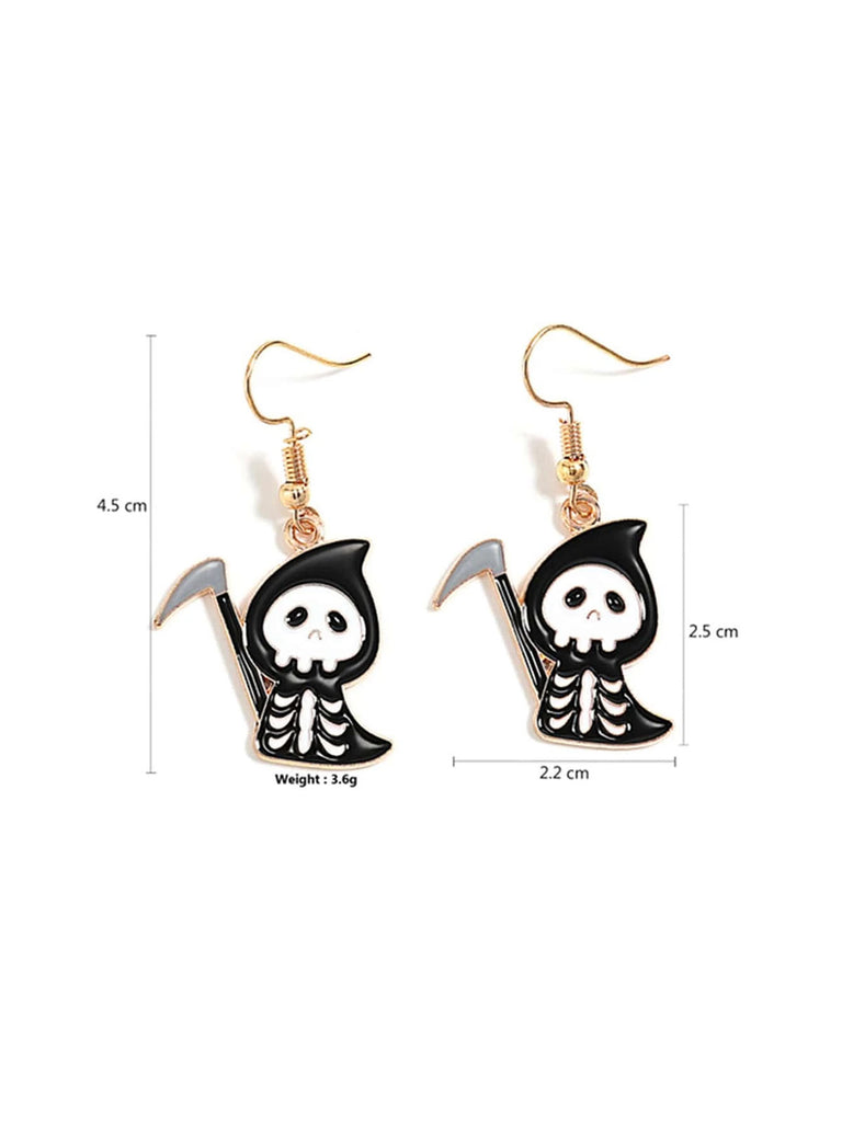 Halloween Cartoon Black Grim Reaper Earrings