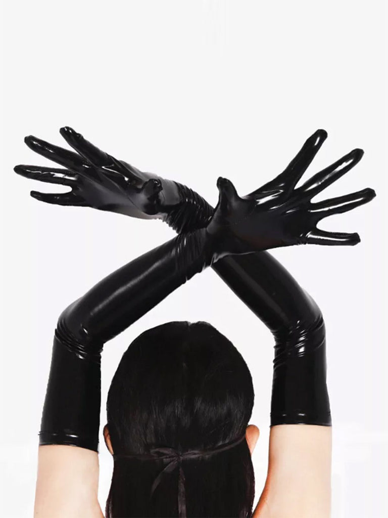 High Stretch Punk Shiny Leather Gloves