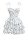 White 1960s Ditsy Floral Cake Dress