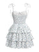 White 1960s Ditsy Floral Cake Dress
