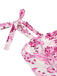 Pink 1950s Floral Lace-Up Swing Dress