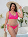 [Plus Size] Rose Pink 1950s Lace-Up Solid Bikini Set
