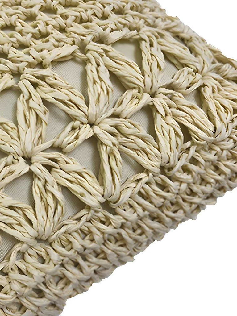 Vintage Straw Wooden Beads Crossbody Bag