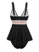 2PCS 1940s Solid Boho Ruffled Skirt Swimsuit